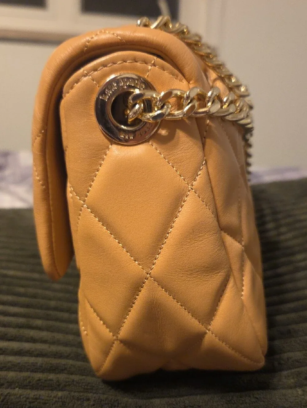 kate spade Quilted Shoulder Bag in Camel Tan with Gold Hardware